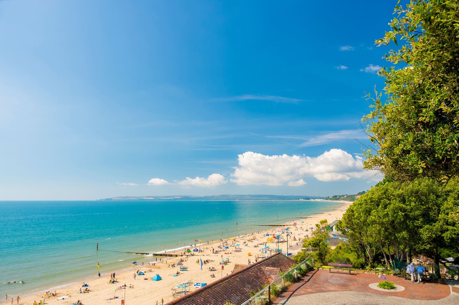 Alum Chine beach on a summer day