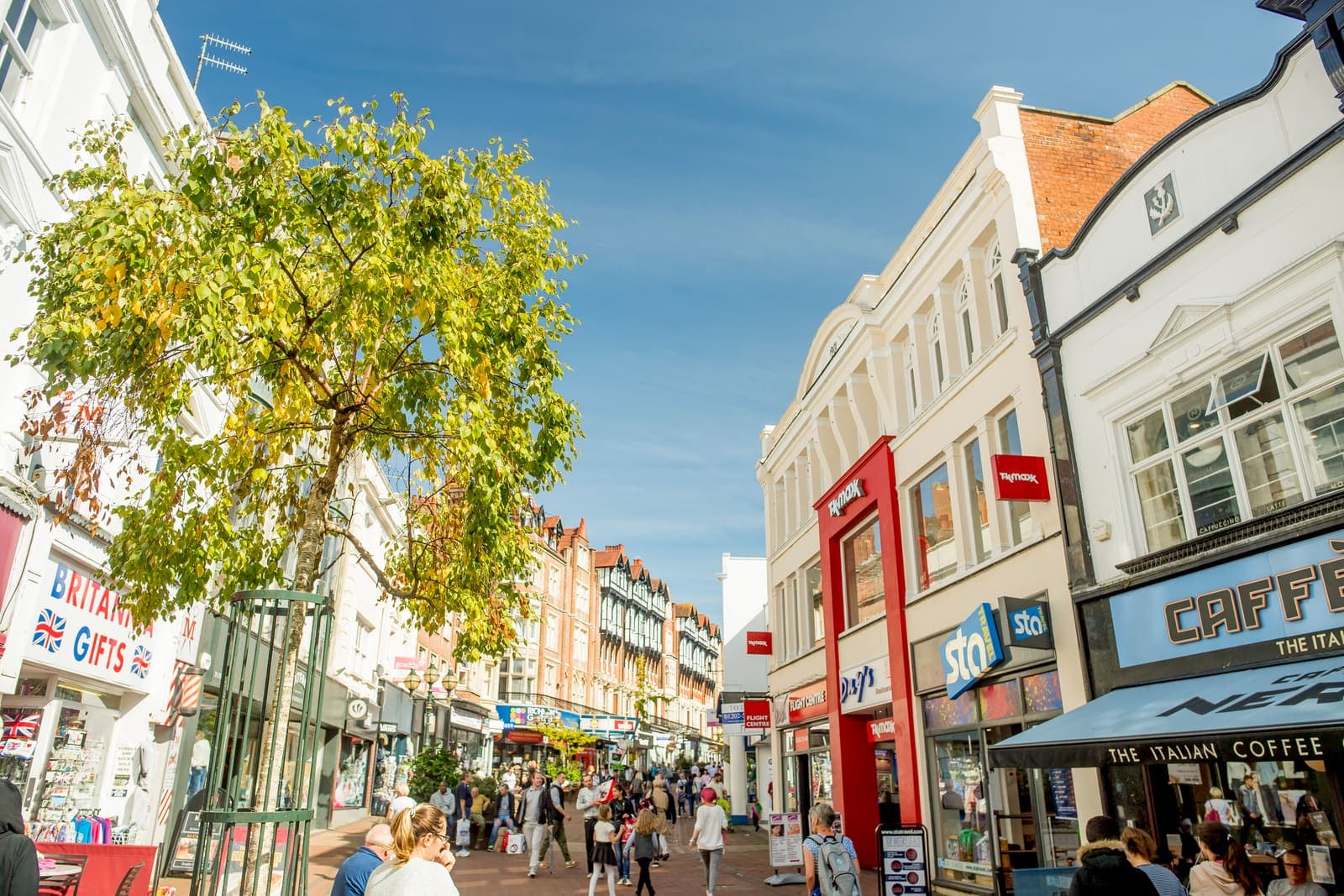 Shops on Old Christchurch Road in Bournemouth town centre