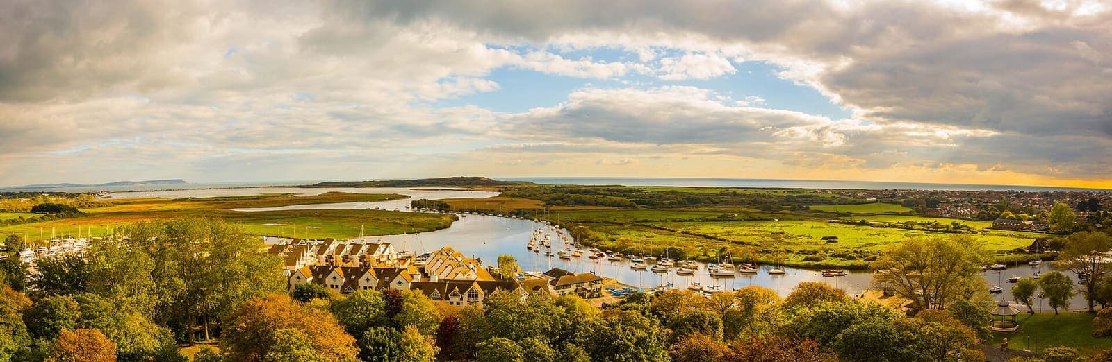 Christchurch Harbour and the Stour from above Christchurch
