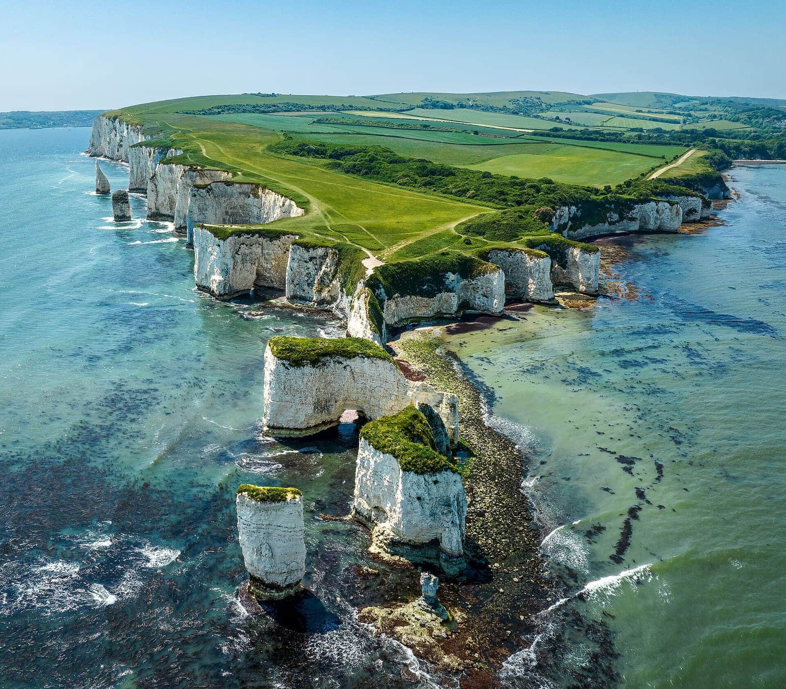 Old Harry Rocks and the Purbeck coast from the air